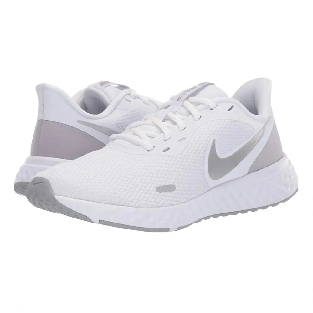 Nike Revolution 5 Sneakers Running Shoes Lace White Pure Platinum Mesh Unisex - Picture 1 of 15